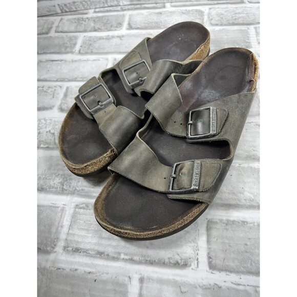 Birkenstock Arizona Soft Footbed Men's 11-11.5 Gray/ Green Comfort Sandals - Picture 9 of 10